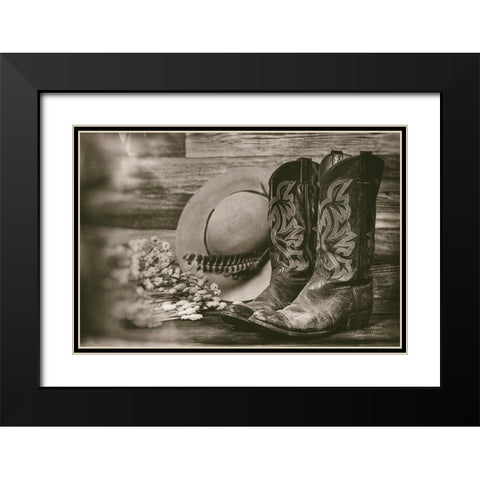 Cowboy Boots II Black Modern Wood Framed Art Print with Double Matting by Larson, Nathan