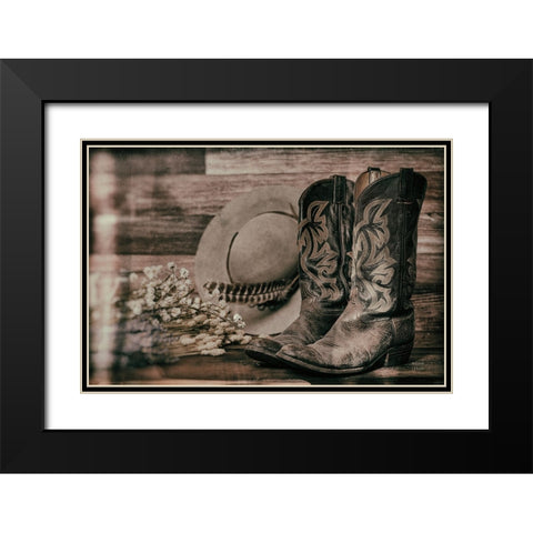 Cowboy Boots III Black Modern Wood Framed Art Print with Double Matting by Larson, Nathan