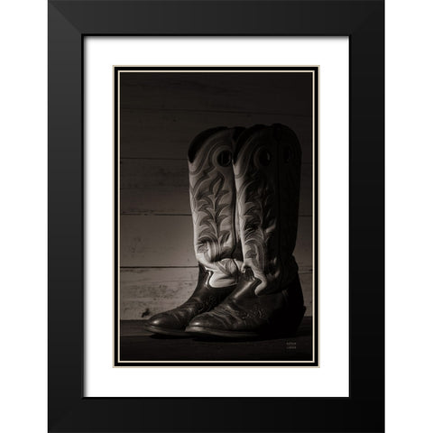 Cowboy Boots VIII BW Black Modern Wood Framed Art Print with Double Matting by Larson, Nathan