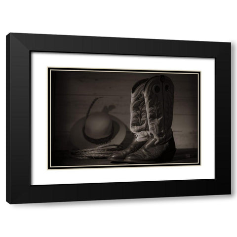 Cowboy Boots X BW Black Modern Wood Framed Art Print with Double Matting by Larson, Nathan