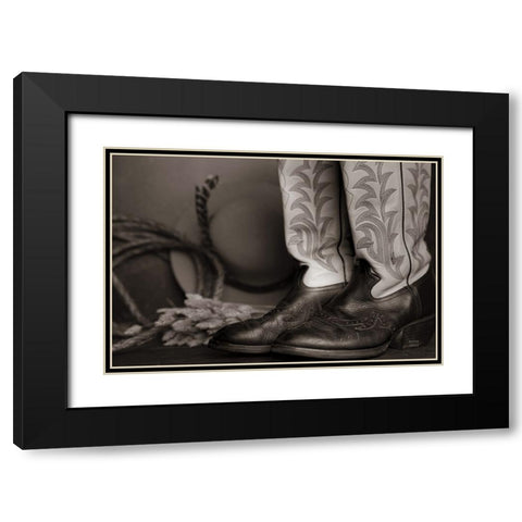 Cowboy Boots XI BW Black Modern Wood Framed Art Print with Double Matting by Larson, Nathan