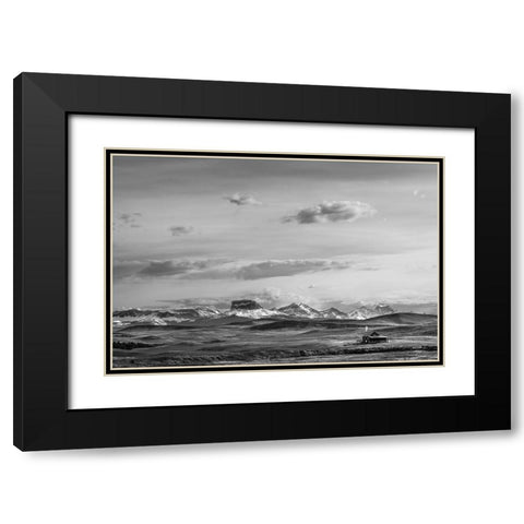 Mountain Cabin II Black Modern Wood Framed Art Print with Double Matting by Larson, Nathan