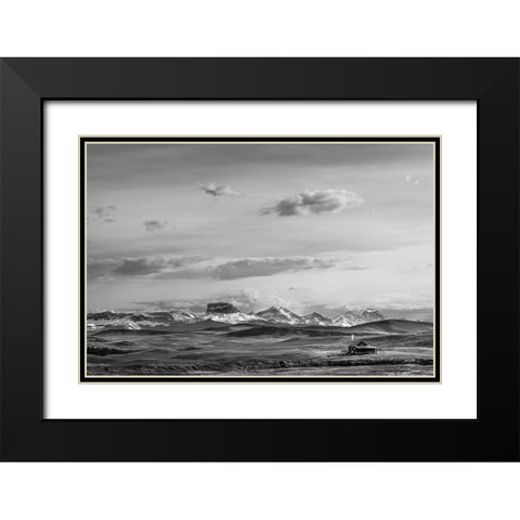 Mountain Cabin II Black Modern Wood Framed Art Print with Double Matting by Larson, Nathan