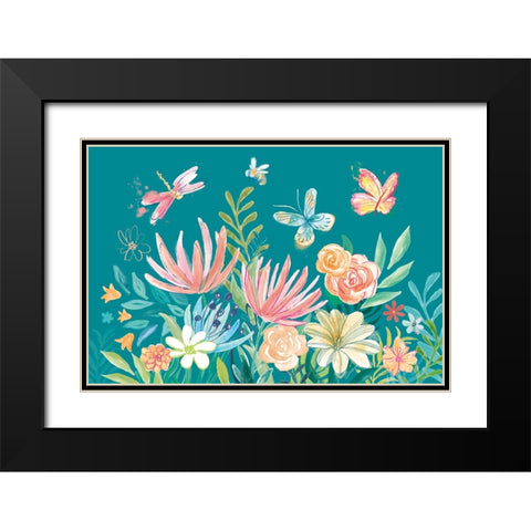 Flower Fun I Dark Black Modern Wood Framed Art Print with Double Matting by Urban, Mary