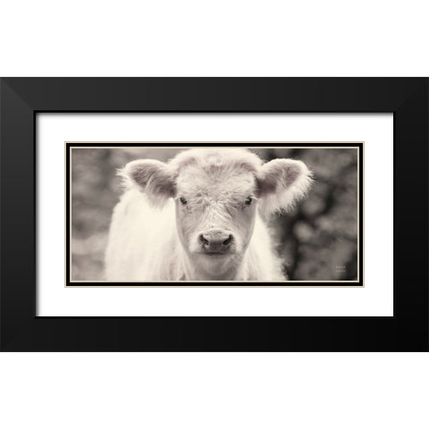 White Calf Panel Black Modern Wood Framed Art Print with Double Matting by Larson, Nathan