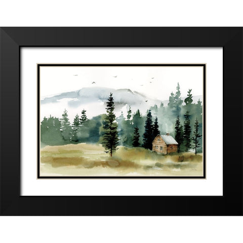 Cabin in the Woods Black Modern Wood Framed Art Print with Double Matting by Pete, Katrina