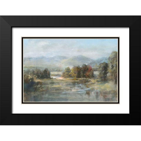 Valley River Black Modern Wood Framed Art Print with Double Matting by Nai, Danhui