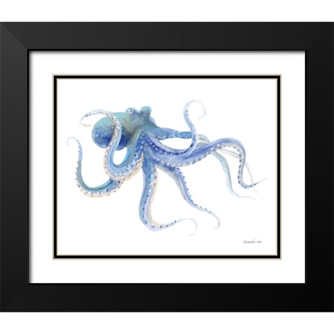 Undersea Octopus Black Modern Wood Framed Art Print with Double Matting by Nai, Danhui