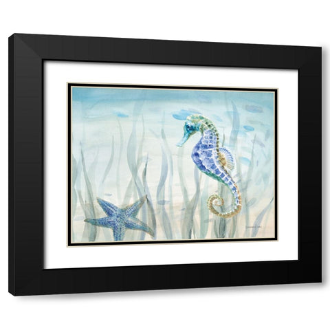 Undersea Friends Black Modern Wood Framed Art Print with Double Matting by Nai, Danhui