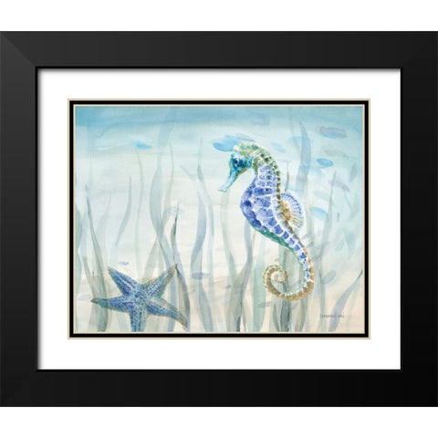 Undersea Friends Black Modern Wood Framed Art Print with Double Matting by Nai, Danhui