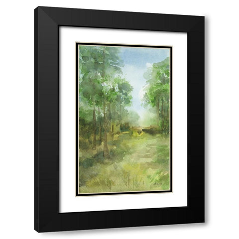 Woodland Path Black Modern Wood Framed Art Print with Double Matting by Trimbach, Leslie