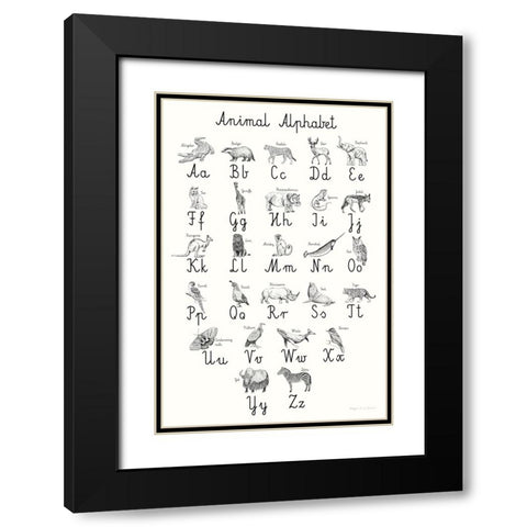 Animal Alphabet Black Modern Wood Framed Art Print with Double Matting by Kucwaj-Tybur, Kasia