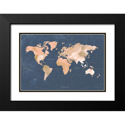 Mindfully Marbled Map Black Modern Wood Framed Art Print with Double Matting by Escalante, Omar