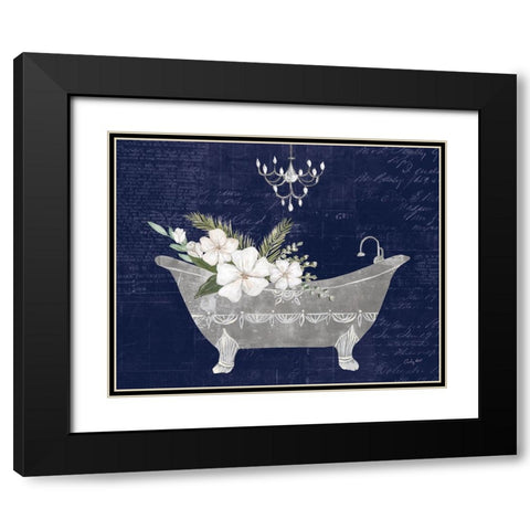 Floral Bath I Indigo Black Modern Wood Framed Art Print with Double Matting by Prahl, Courtney