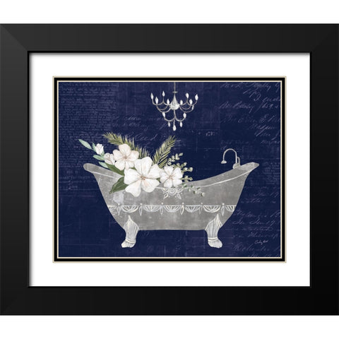 Floral Bath I Indigo Black Modern Wood Framed Art Print with Double Matting by Prahl, Courtney