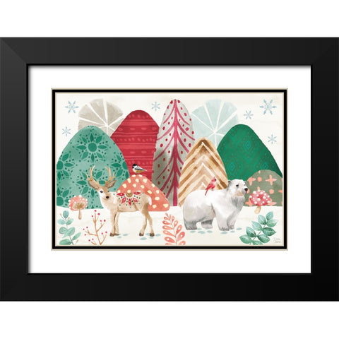 Snowy Critters I Black Modern Wood Framed Art Print with Double Matting by June, Dina