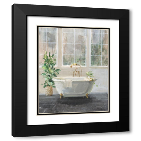 Simple Pleasures Bath I Black Modern Wood Framed Art Print with Double Matting by Nai, Danhui