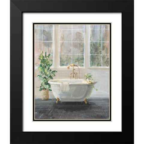 Simple Pleasures Bath I Black Modern Wood Framed Art Print with Double Matting by Nai, Danhui