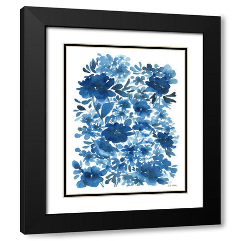 Blue Floral Black Modern Wood Framed Art Print with Double Matting by Trimbach, Leslie