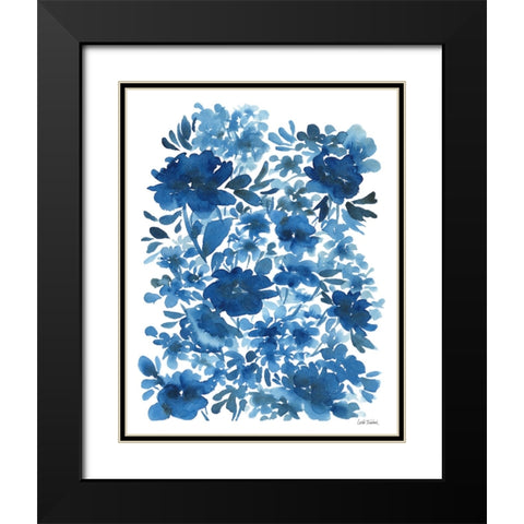 Blue Floral Black Modern Wood Framed Art Print with Double Matting by Trimbach, Leslie