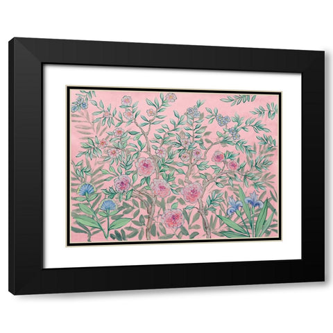 French Garden Pink Black Modern Wood Framed Art Print with Double Matting by Purinton, Julia