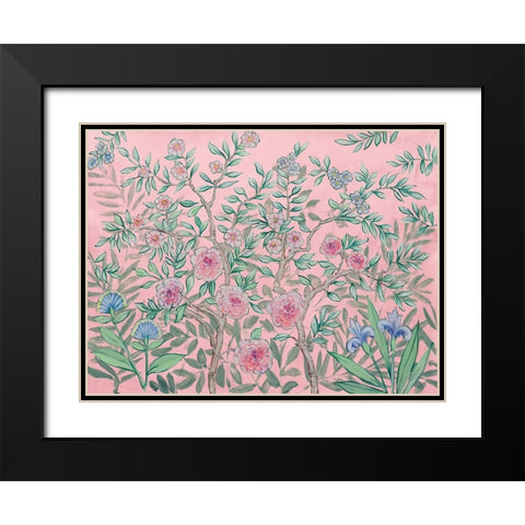 French Garden Pink Black Modern Wood Framed Art Print with Double Matting by Purinton, Julia