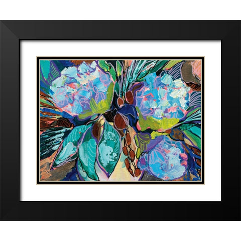 Hydrangea Harmony Black Modern Wood Framed Art Print with Double Matting by Vertentes, Jeanette