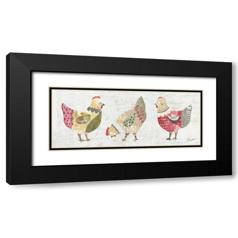 Patchwork Chickens I Black Modern Wood Framed Art Print with Double Matting by Prahl, Courtney