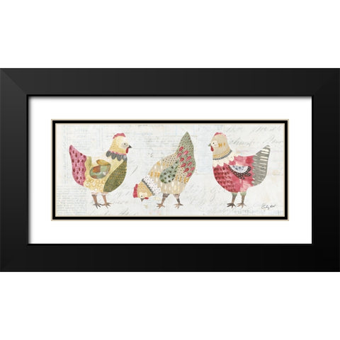 Patchwork Chickens I Black Modern Wood Framed Art Print with Double Matting by Prahl, Courtney