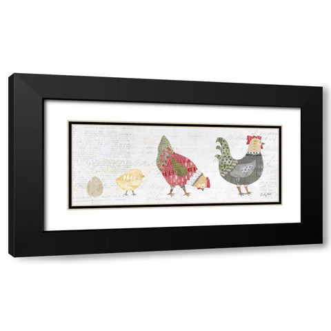 Patchwork Chickens II Black Modern Wood Framed Art Print with Double Matting by Prahl, Courtney