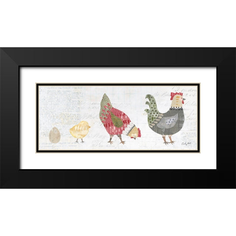 Patchwork Chickens II Black Modern Wood Framed Art Print with Double Matting by Prahl, Courtney