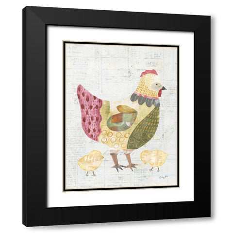Patchwork Chickens III Black Modern Wood Framed Art Print with Double Matting by Prahl, Courtney