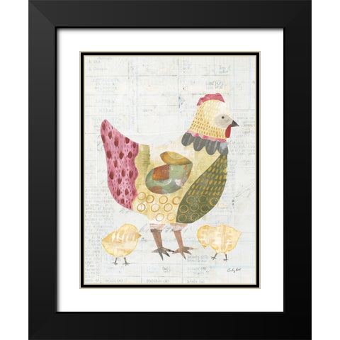 Patchwork Chickens III Black Modern Wood Framed Art Print with Double Matting by Prahl, Courtney
