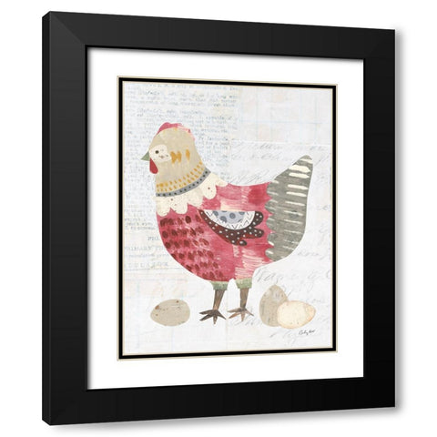 Patchwork Chickens IV Black Modern Wood Framed Art Print with Double Matting by Prahl, Courtney