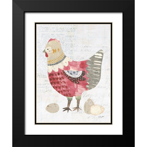 Patchwork Chickens IV Black Modern Wood Framed Art Print with Double Matting by Prahl, Courtney