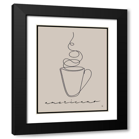 Cafe Americano Black Modern Wood Framed Art Print with Double Matting by Adams, Sarah