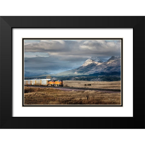 Train III Black Modern Wood Framed Art Print with Double Matting by Majchrowicz, Alan