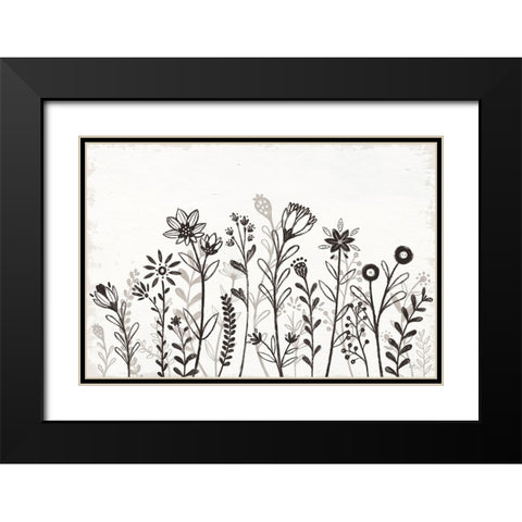 Our Nest IX Florals Black Modern Wood Framed Art Print with Double Matting by Penner, Janelle