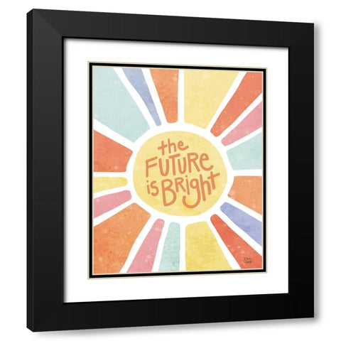The Future is Bright Pastel Black Modern Wood Framed Art Print with Double Matting by June, Dina