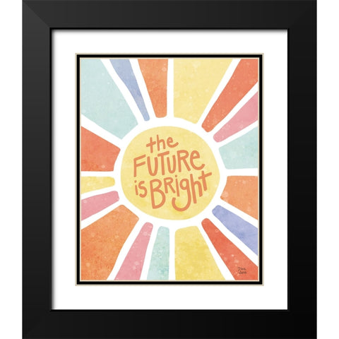 The Future is Bright Pastel Black Modern Wood Framed Art Print with Double Matting by June, Dina