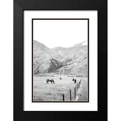 Moke Lake Horses V Black Modern Wood Framed Art Print with Double Matting by Marshall, Laura