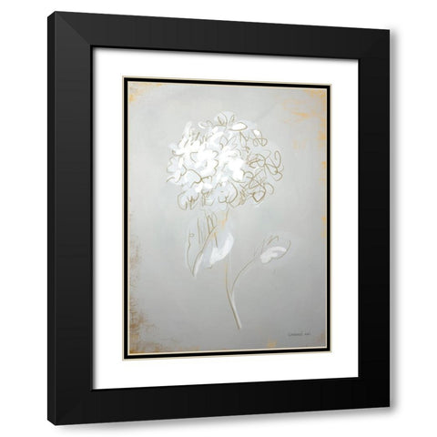 White Floral Sketch I Black Modern Wood Framed Art Print with Double Matting by Nai, Danhui