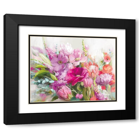 Bright Florals Black Modern Wood Framed Art Print with Double Matting by Nai, Danhui