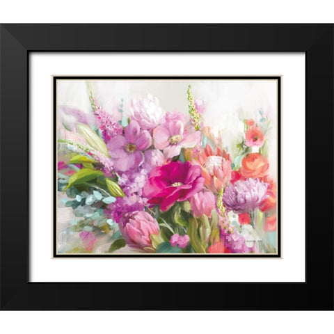 Bright Florals Black Modern Wood Framed Art Print with Double Matting by Nai, Danhui