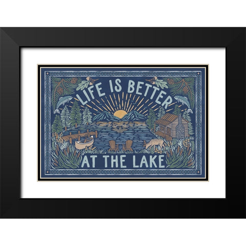 Lakeside Days I Blue Black Modern Wood Framed Art Print with Double Matting by Marshall, Laura