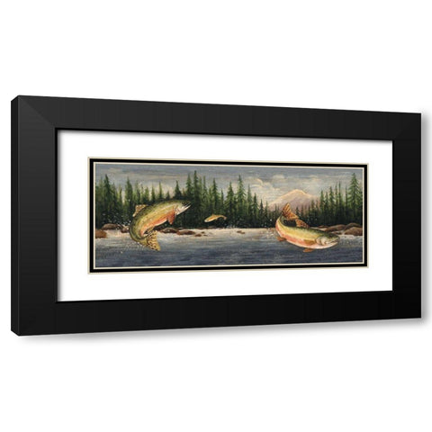 Northwoods Trout Black Modern Wood Framed Art Print with Double Matting by Brown, David Carter