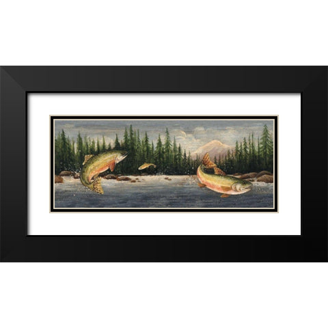 Northwoods Trout Black Modern Wood Framed Art Print with Double Matting by Brown, David Carter