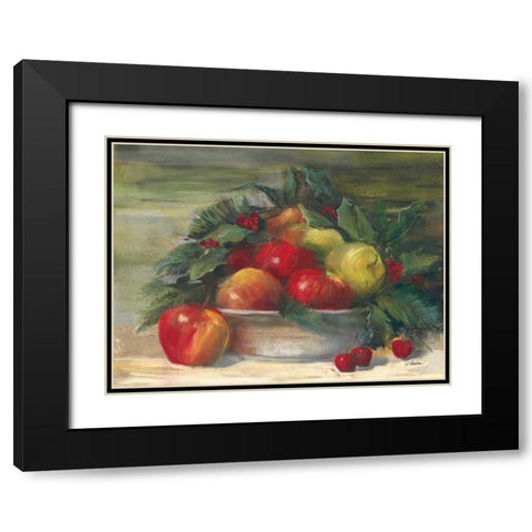 Apples and Holly Black Modern Wood Framed Art Print with Double Matting by Rowan, Carol
