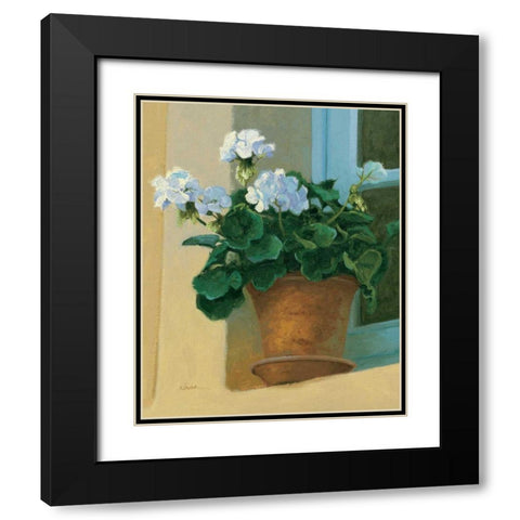 Creancey Geraniums I Black Modern Wood Framed Art Print with Double Matting by Novak, Shirley