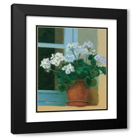 Creancey Geraniums II Black Modern Wood Framed Art Print with Double Matting by Novak, Shirley